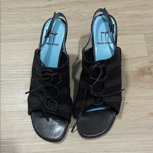 Thierry Rabotin Elegant Black Lace-Up Sandals
